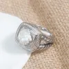 Classic Twist Ring for Women Inlaid White Crystal Color Zircon Fashion Hip Hop smycken Tillbehör Banquet Party Gift 232U