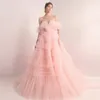 Robes de fête Xijun Blush Rose Ruffles Ruffles Tulle Evenage Corée Femme hors de l'épaule Princess Prom Robes Country Robe 2024