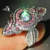 Cluster Ringe Yayi Schmuck Prinzessin geschnitten rosa Saphir Zirkon silbergefülltes Verlobungs Hochzeit Herz Valentinstag Mädchen