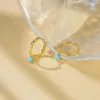 Hoop Earrings 925 Sterling Silver Turquoise Geometric For Women Girl Simple Round Design Jewelry Party Gift Drop