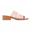 Sandales de luxe Designer Designer Woody Slides Platform Shoes Soft Chaussures Linn High Heel Sandale 2024 Summer Beach Linen 35-42 Large taille Rose rouge blanc élégant