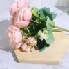 Fleurs décoratives couronnes les plus vendues beaux fleurs de soie artificielle de pavie rose petit bouquet blanc fête à la maison décoration de mariage d'hiver fausses fleurs