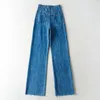 Pantaloni da donna pantaloni in denim multipocche da donna tocco della pelle dritta gamba larga solido