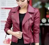 Совершенно новая весенняя женская кожаная куртка Red Black Pu Plus Buse Jackets Motorcycle Кожаная куртка Slim Casual Coat2079585