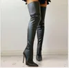 Boots Classic Black Sexy Over The Knee Women High Heels Shoes Red Thigh Spring Leather Long Female Large Size