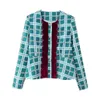 Zach Ailsa Spring Product Womens Velvet Decoration Vishrered Round Neck Suit Coat High Wair Sweet Jand Pant Set 240507