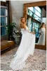 2022 Off épaule Boho Lace Beach Robes de mariée Bohemian Bridal Robe plus taille Photographie Femme Vestidos de Noiva Mariage 3092