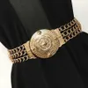2019 Femmes de fleurs ceintures de la taille des dames florales élastiques larges en métal doré ceinture en métal pour robe femelle ceinture de chaîne dorée 322T