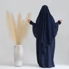 Ethnic Clothing Muslim Women Eid Ramadan Hooded Abaya Prayer Garment 2 Piece Burqa Hijab Long Khimar Maxi Dresses Set Turkey Kaftan Islamic