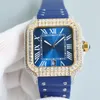 다이아몬드 남성 시계 럭셔리 시계 40mm 자동 기계식 8215 운동 다이아몬드 베젤 사파이어 유리 디자이너 시계 고무 팔찌 고품질 Montre de Luxe