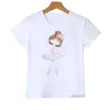 T-shirt Kawaii Girls T-shirt Ballet Girl Girl Carunone Stampa Girls Bancer T-shirt Summer Childrens T-shirt Short Manleedl2405