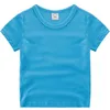 T-shirts de Peach Cotton Boys and Girls de mangas curtas Camiseta pré-escolar de verão Top Top-shirt Roupas de crianças e meninas camiseta 13 Colorsl240509