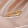 Anelli da matrimonio Skyrim Acciaio inossidabile Anello arabo Arabo Colore oro Anelli di dito regolabili Adora il regalo di matrimonio di gioielli islamici musulmani per donne
