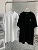 T -shirt Hoge versie Loe Chinese knoop klein label borduurwerk met korte mouw t -shirt mannelijk en vrouwelijk paar witte top half9850732