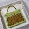 12A Mirror quality luxury Classic Designer Bag woman 's handbag bag all handmade genuine leather Bag 25cm summer green Creative Design Casual minimalist shoulder bag