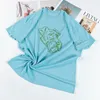 2024 Yeni Erkekler Tasarımcı Kadın Tasarımcı T-shirt Gevşek Büyük T-Shirt Moda Yüksek Kaliteli Spor Gömlek Yaprakları Köpek Kafası Moda İlkbahar ve Sonbahar Tarzı Erkek ve Kadın XL