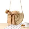 イブニングバッグ夏の女性の肩の手作り丸いストロー織りボヘミアンビーチ女性小さなメッセンジャーハンドバッグ