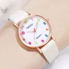 Wristwatches Gaiety 5PCS/Set Women White Wristwatch Casual Round Pointer Quartz Watch Simulation Pu Leather Jewelry Set Gift For Her