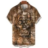 Chemises décontractées pour hommes Strtwear Harajuku Skull Shirt For Men Mens Clothes Gothic Short Slve T-shirt Vintage Fashion Button Shirt T T240507