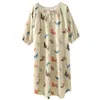 Abbigliamento per il sonno femminile 2024 Guochi di cotone Nightdress Butterfly Summer Ladies Abiti da casa Long Shup Abito da notte sciolto Donne Donno dormire