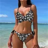 Women's Swimwear Sexy Bikini Set Women Cartoon Skulls Print Swimsuit Bones Pattern Swim Surf 2 Pieces Elegant Bathing Suit