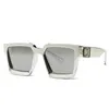 2021 Модельер негабаритные квадратные солнцезащитные очки мужчины женщины винтажный щит металлические солнцезащитные очки для мужчин UV400 207c