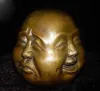Sculptures Collectibles Rare chinese tibet brass 4 faces buddha head statue Figures 5x6cm
