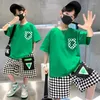 Kleidungssets 2024 Jungen Sommeranzug Kinder Kurzarm T-Shirt Shorts 2PC Sports Casual Outfits für Teenager 4-12y