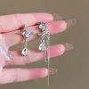 Dangle Chandelier Kpop Moon Cross Star Asymmetric Tassel Earrings Fashion Rhinestone Water Droplet Pendant Earrings for Women Party Jewelry