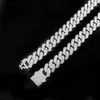 Ketten HipHop Männer Frauen 14mm Stange Kubaner Linkkette Halskette Bling aus 2 Reihen Strass a ättigte Miami Rhombus Kubanische Armband Schmuck D240509