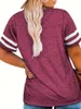 Dames plus maat 1xl8xl casual vneck korte mouwen vaste kleur losse t -shirt sport buiten top vrouwen kleding 240507