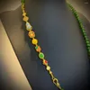 Chaines Style chinois French Original Design vintage Emerald Agate Collier un bracelet tissé détachable multi-vêtements pour les femmes
