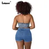 Jeans femminile ladiguard 2024 sexy shorts in jeans lace-up da donna con cerniera ad alto taglio mutandine tasca