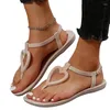 Sandaler damskor 2024 Senaste modell Love Heart Women's Summer Lightweight och bekväma avslappnad platt thong