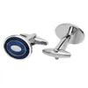 Couet Links Savoyshi Dernières Blue Enamel Mens Cufflinks Brand Couffe de manchette ovale Cadeaux Business Gifts Free Personnalisation Nom Q240508