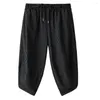 Pantalon pour hommes Men Summer Cropité Impression à rayures verticales avec une taille de cordon élastique Carrot pour le streetwear