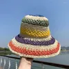 Grands chapeaux à bord coloré crochet pliable couchable ombrage tourism vacances seasside paille de paille plage de soleil pêcheur