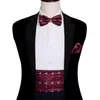 Bow Ties Cummerbund For Men Red Tie Dinosaur Bowtie Self Set Bourgogne Designer Tuxedo Suit Barry Wang YF-10081 259C