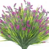 Dekorative Blumen 6pcs Künstliche Pflanzen im Freien falsches Gras mit UV-Widerstand ohne Wartung für immer in Bloom Lavendel Garten P.