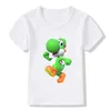 T-shirts pour enfants Vêtements garçon / fille T-shirt super écrasé Yoshi Cartoon Imprimé enfant T-shirt Summer Summer Casual Baby Top T-shirt HKP544L240509