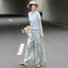 Women's Pants Capris Cotton Linen Pants Floral Printing Loose Casual Vintage Korean Style Harajuku Trousers Wide Leg Pants Women Clothing Baggy Pants Y24050945NA