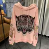 Sweats à capuche pour femmes Sweatshirts Automne Hooded Lotus Root rose avec une fleur de diamant Cartoon Heavy Industry Luxury Luxury Trendy Sudaderas