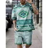 Męskie dresy letnie vintage druk Męskie Zestaw T-shirt O-Neck Krótkie slamoce Top Summer Men Set STT STRT STYTHISE GRAFIC 2PCS MĘŻCZYZN MĘŻCZYZN T240507