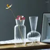 Вазы прозрачные полосатые цветочные гидропонные террариум бутылки скандинавские стеклянные ваза Ins Простые украшения декора на рабочем столе