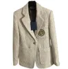 Women039s Girls Vintage Tweed Designer Blazer Blazer Peat Paint Camicella Milan Brand Designer Luxury Designer Lettera EMB BEMB9075457