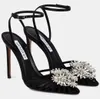 Italië zomer luxe aquazzura margarita dames sandalen schoenen kristal verfraaide pompen pointed-teen strappy hoge hakken feestjurk bruiloft elegant wandelen