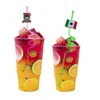Disposable Plastic Sts Fluorescent Mexico Themed Crazy Cartoon Reusable Christmas Party Favors Drinking For Childrens St With Decorati Otjgs