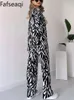 Altri abiti da donna abbigliamento con stampa 2024 Spring Summer Long Slve Bottons Shirt Shirtsuit Wide Leg Pants Due pezzi Set per donne Y240509