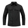 Erkekler Elbise Gömlek Yeşil Siyah Kargo Uzun Kollu Gömlek 2023 Bahar Sonbahar Tasarım Markası Büyük Boy 4xl 5xl Askeri Giysiler Günlük Bluz D240427