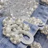Spring denim jas dames zware industrie diamant bezaaide kraal schijf gespog los jeans jas kleding vintage 240423